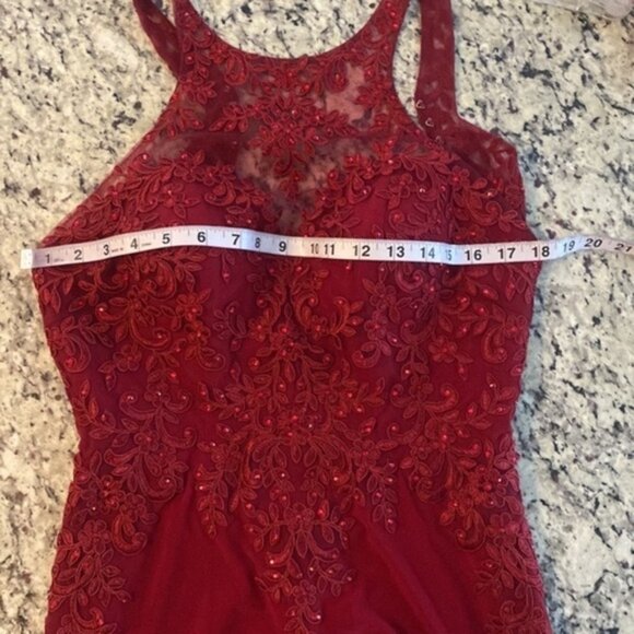 Alyce Paris burgundy lace formal slit leg jersey gown 6 O18 - Picture 14 of 16